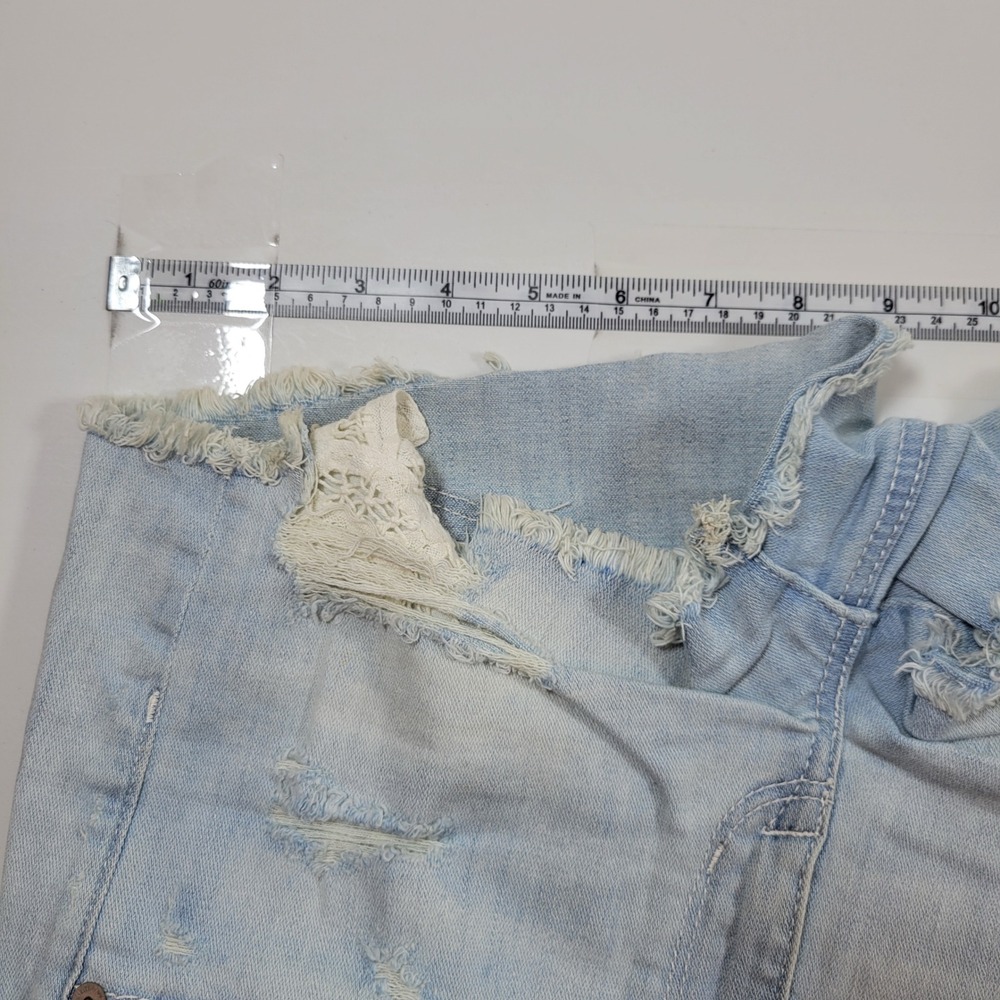 American Eagle Denim Short Women 6 Blue Excellent Hi-Rise Lace Crochet Distress - Picture 4 of 10